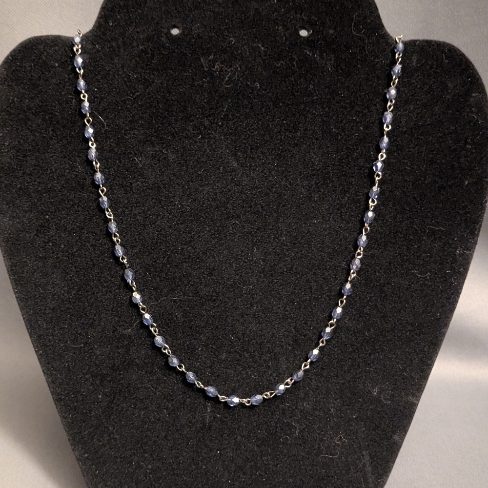 Silver and Blue Beaded Necklace